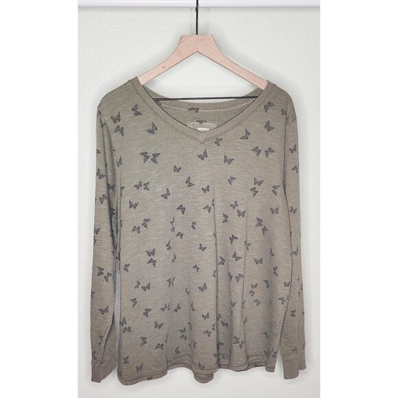 Sonoma Olive Green Butterfly Long Sleeve Tee - Picture 2 of 4